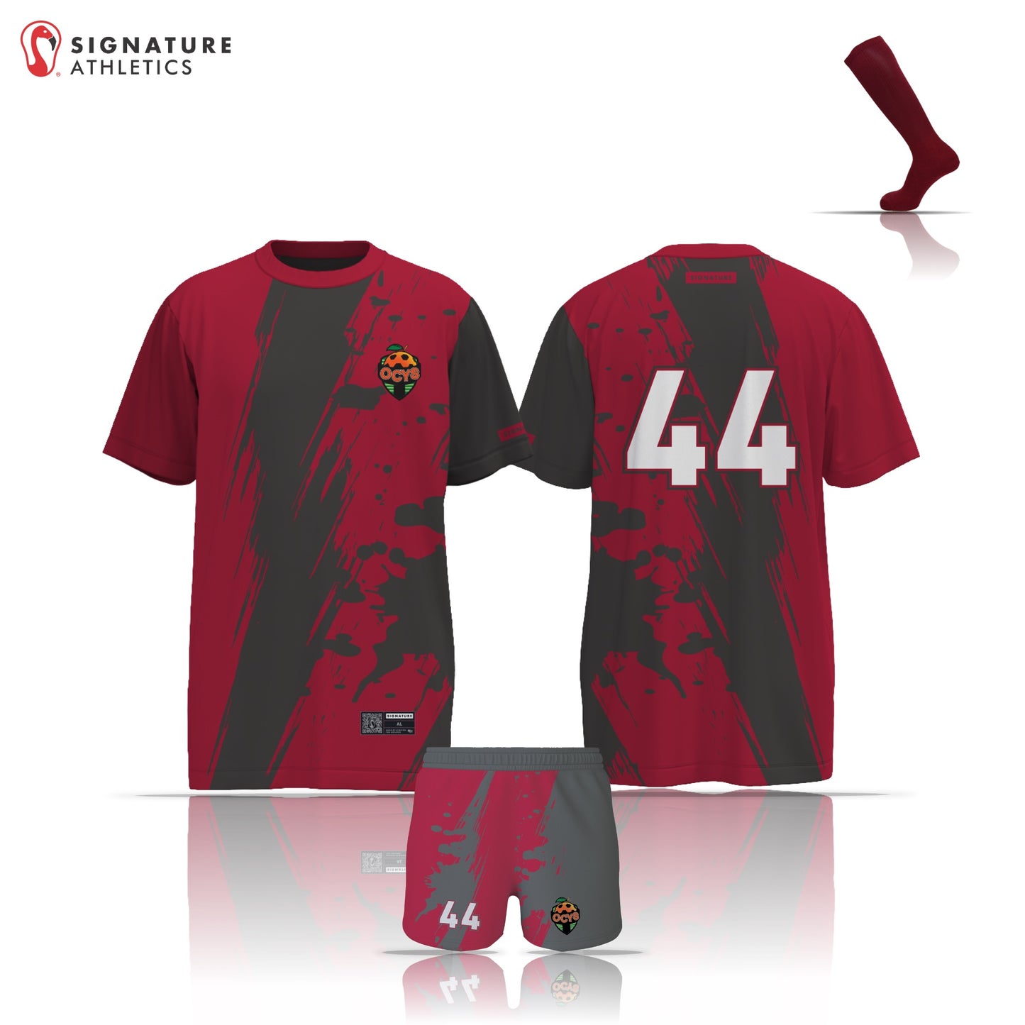 Orange County Youth Soccer Crimson/Anthracite 3 Piece Girl's Package: ORANGE COUNTY YOUTH SOCCER