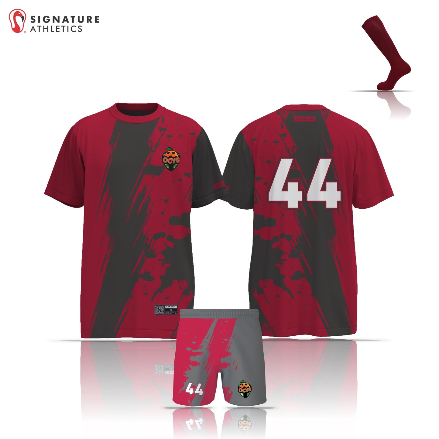 Orange County Youth Soccer Crimson/Anthracite 3 Piece Boy's Package