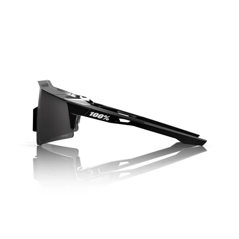 100% Speedcraft XS Sunglasses - Soto 1 Polished Black Chrome - HiPER Mercury Mirror Lens