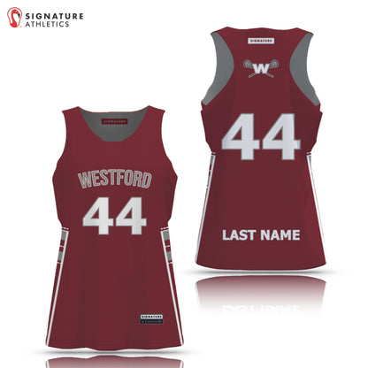 Westford Youth Lacrosse 25-1 Women's Player Reversible Pinnie Maroon Side