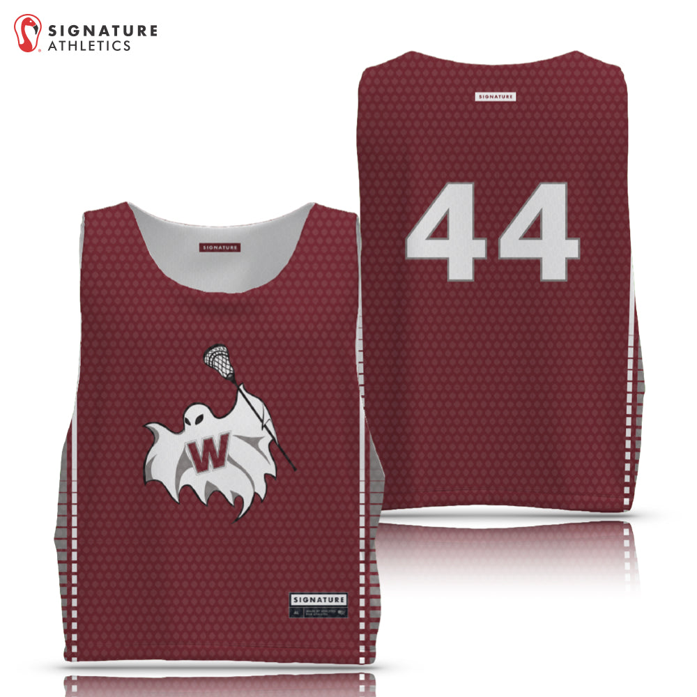 Westford Youth Lacrosse 27-1 Men's Basic Tournament Pinnie Maroon Side