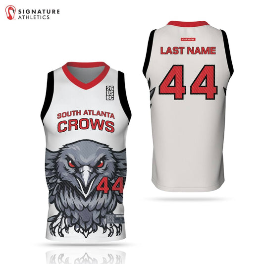 USBN South Atlanta Crows Men's Pro White V-Neck Basketball Jersey Signature Lacrosse