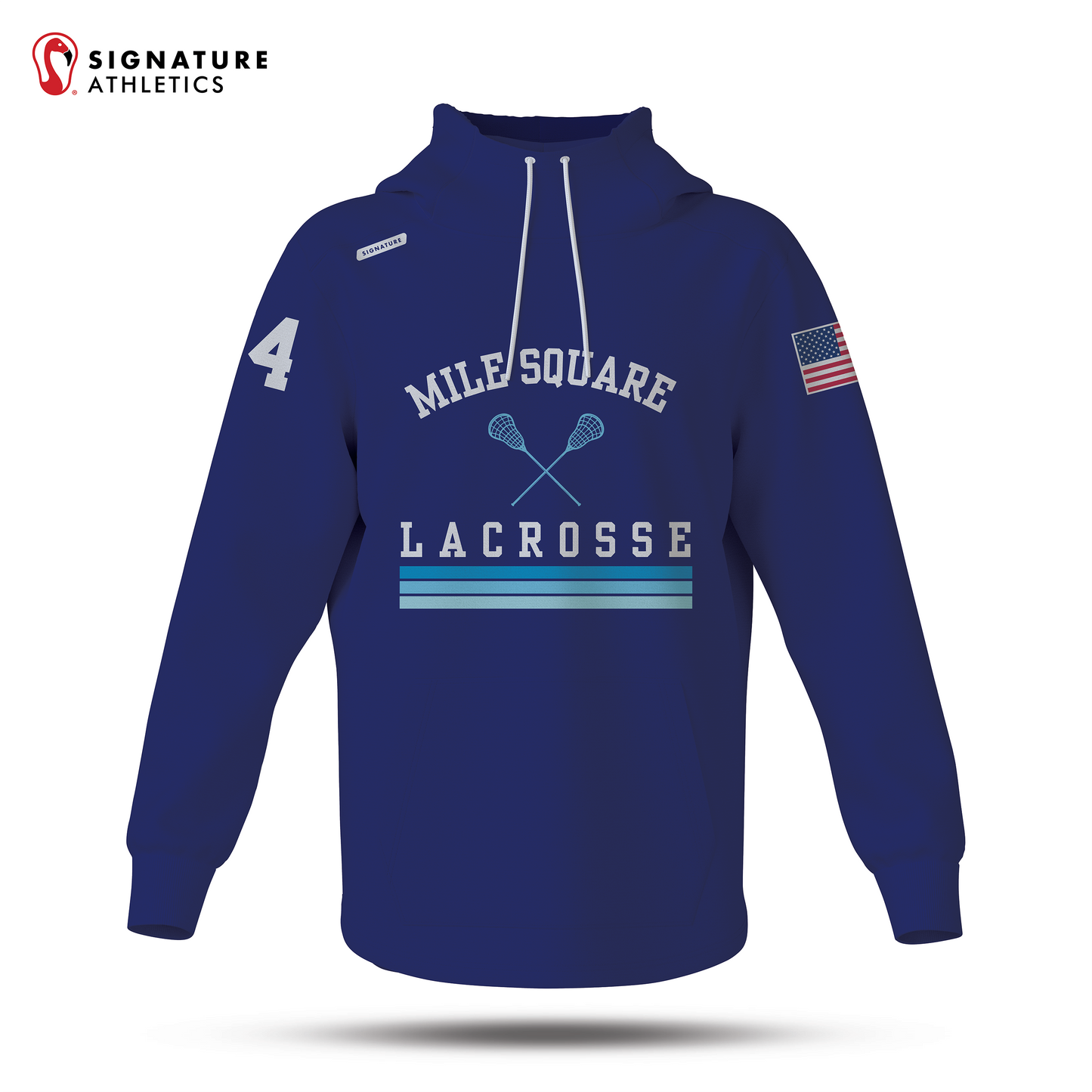 Mile Square Lacrosse Unisex Pro Dye Sub Scuba Hoodie Royal: Mile Square Lacrosse
