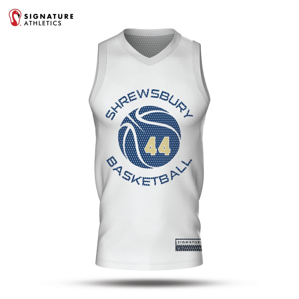 Shrewsbury Basketball Association 25-4 Navy Reversible Practice Jersey White Front