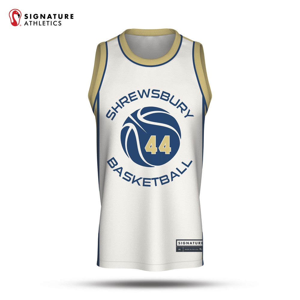 Shrewsbury Basketball Association 25-4 Navy Reversible Game Jersey White Front