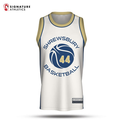 Shrewsbury Basketball Association 25-4 Navy Reversible Game Jersey White Front