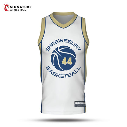 Shrewsbury Basketball Association 25-4 Navy Reversible Game Jersey White Front