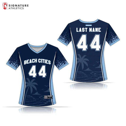 Beach Cities Women's Dark Blue Short Sleeve Jersey: NEW WAVES