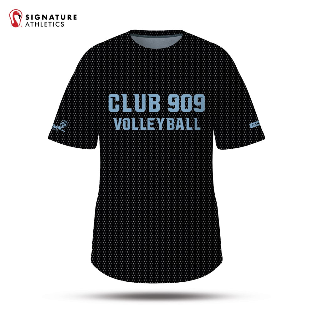 Risen 909 Volleyball Club Women's Black Short Sleeve Tech Tee: 15 Blue