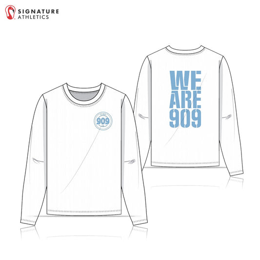 Club 909 Volleyball Coach Women's White Long Sleeve Warm Up Tee: 18-Blue