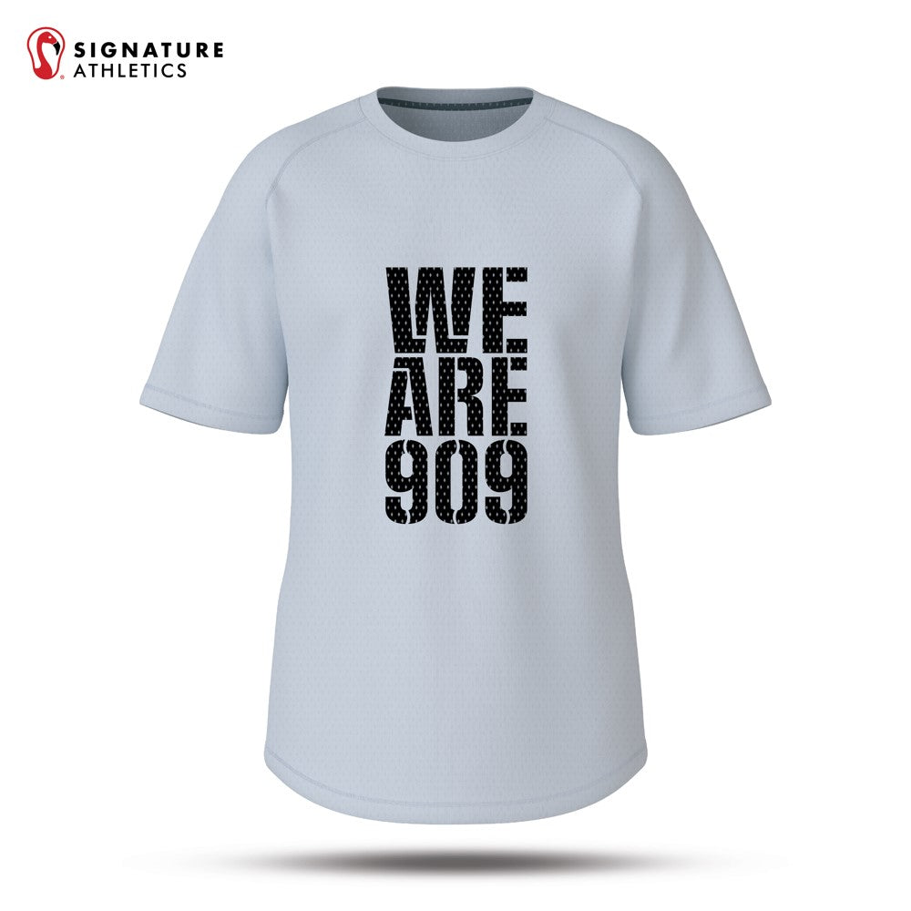 Club 909 Volleyball Coach Women's White Short Sleeve Tech Tee: 18-Blue