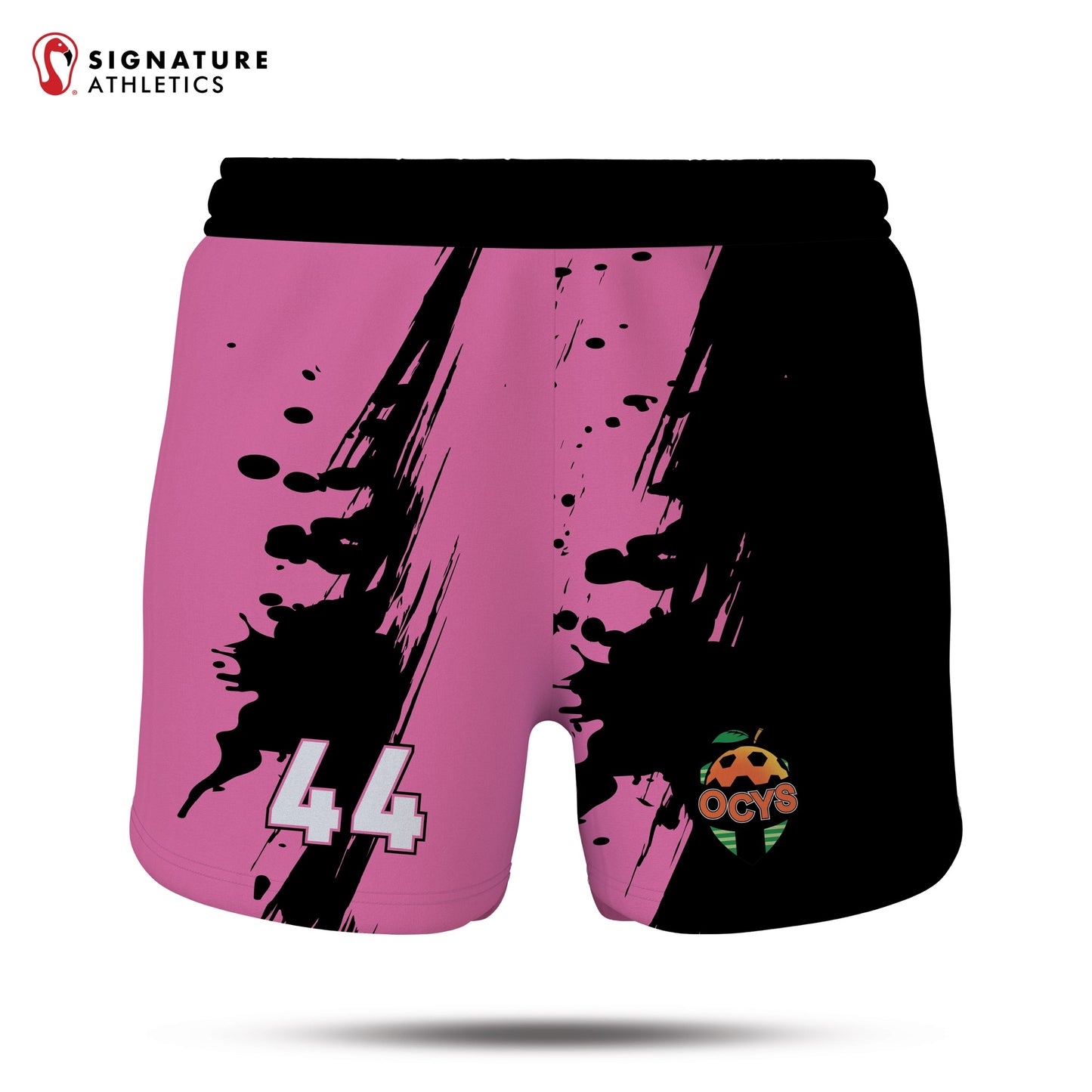 Orange County Youth Soccer Pink/Black Girl's Game Shorts: ORANGE COUNTY YOUTH SOCCER