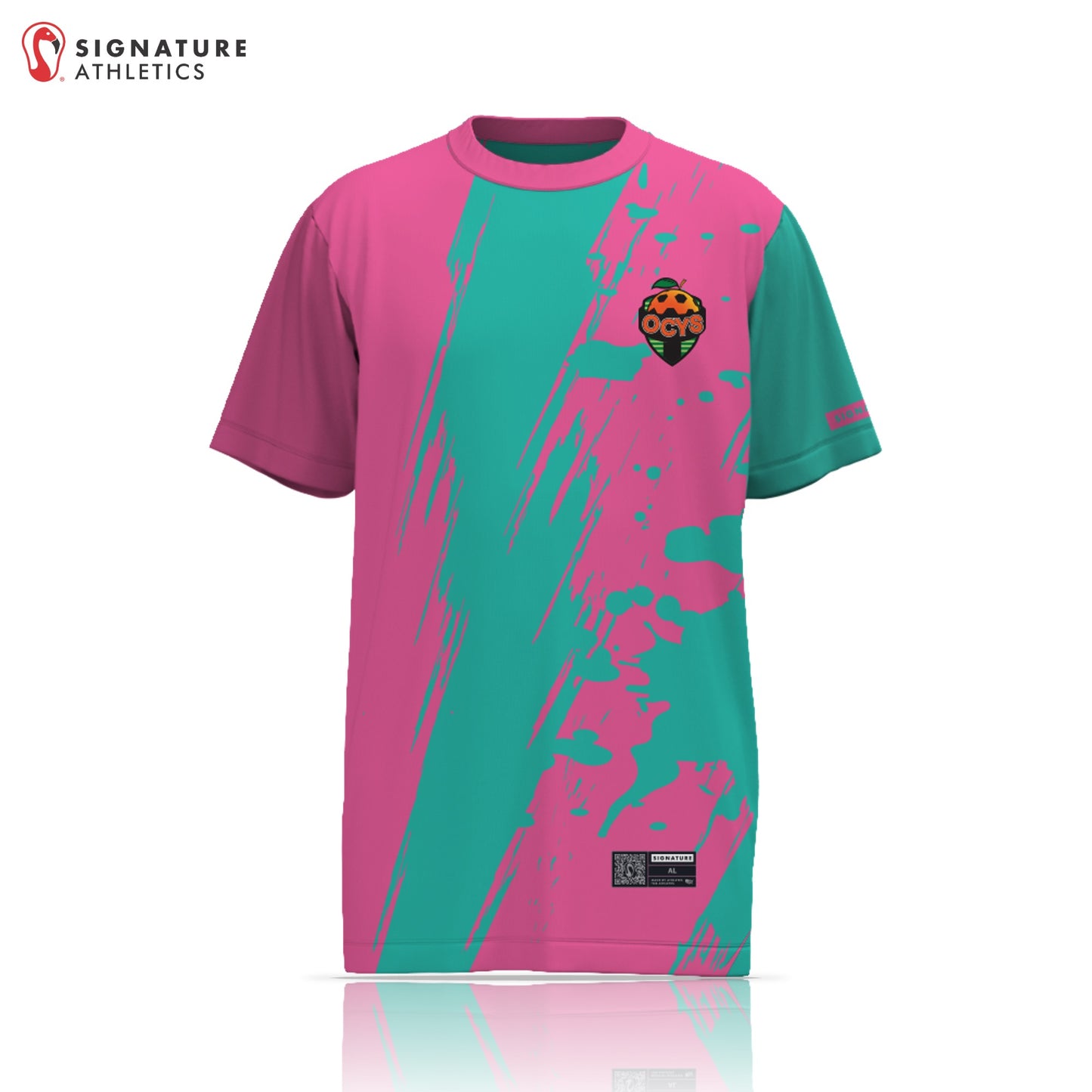 Orange County Youth Soccer Pink/Carribean Boy's Short Sleeve Tech Tee: ORANGE COUNTY YOUTH SOCCER