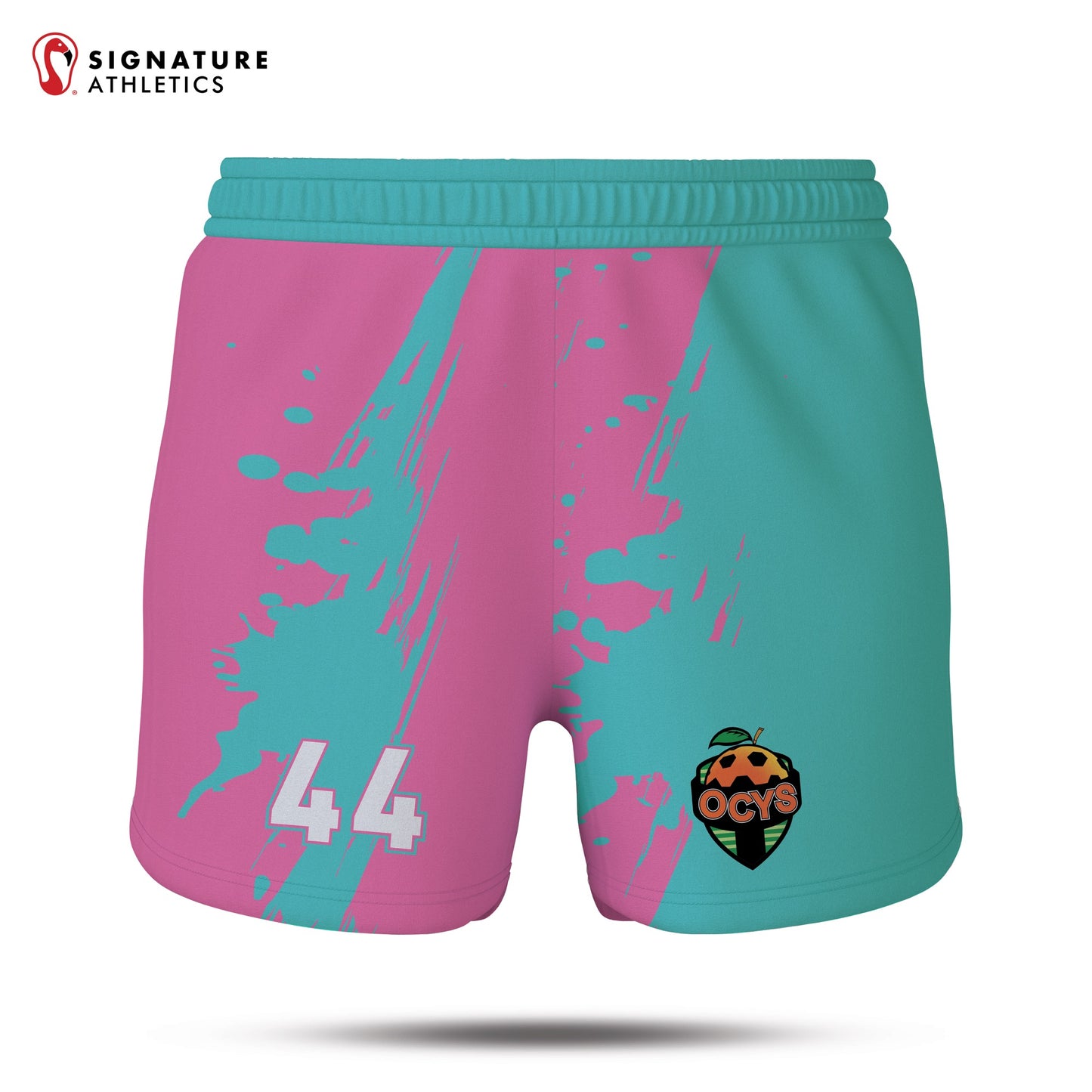 Orange County Youth Soccer Pink/Caribbean Girl's Game Shorts: ORANGE COUNTY YOUTH SOCCER