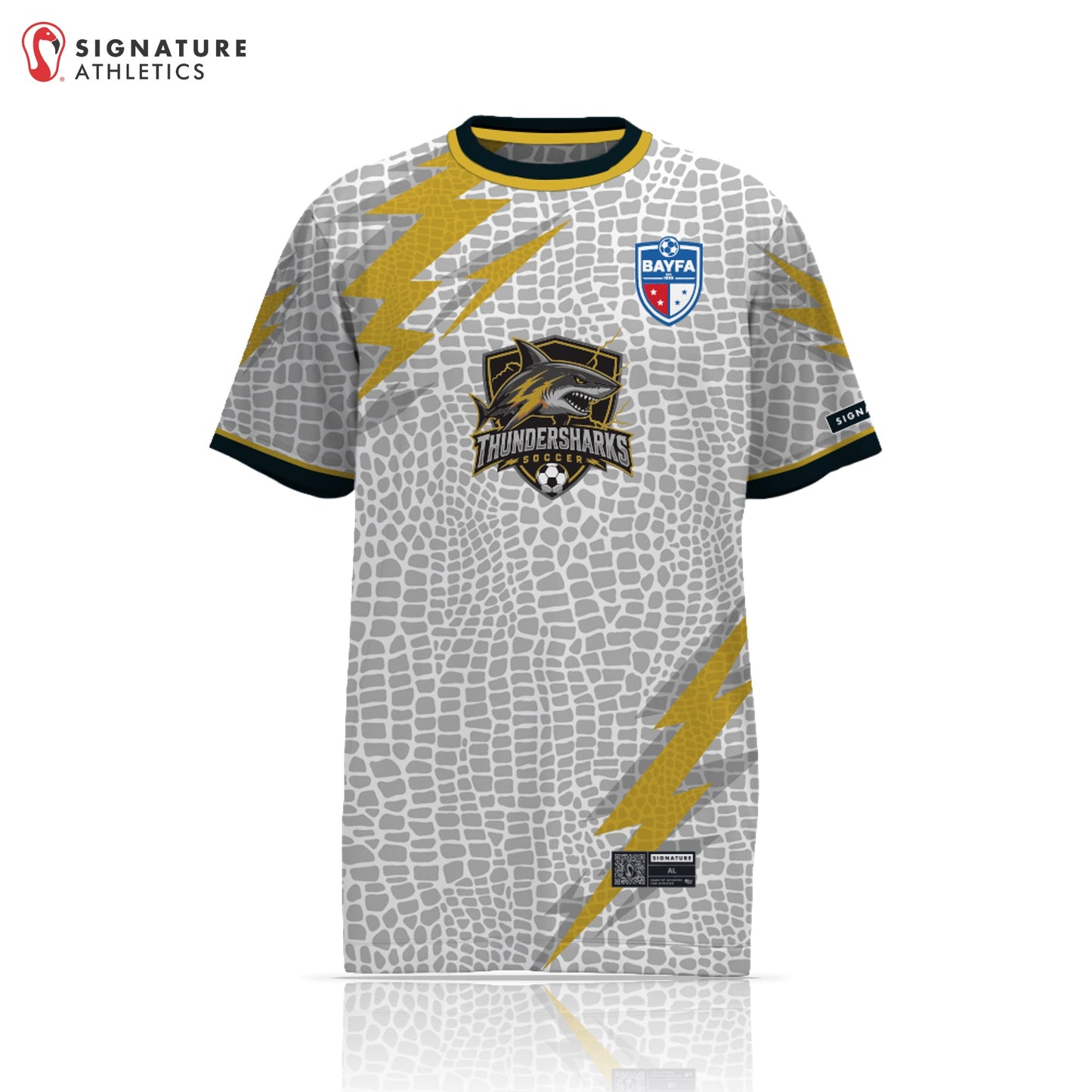 BAYFA Thundersharks Men's White Short Sleeve Tech Tee