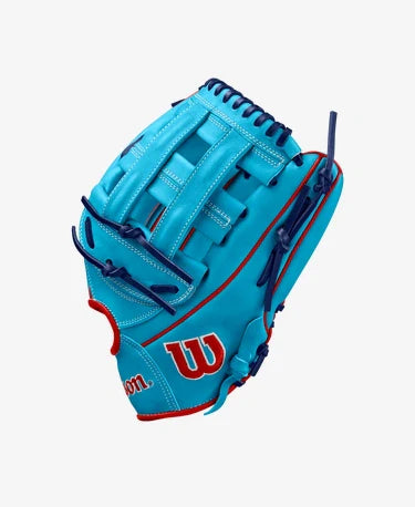Wilson 2024 Fall A2000 1750 Sky Blue/Red 12.50" Baseball Glove WBW102706125
