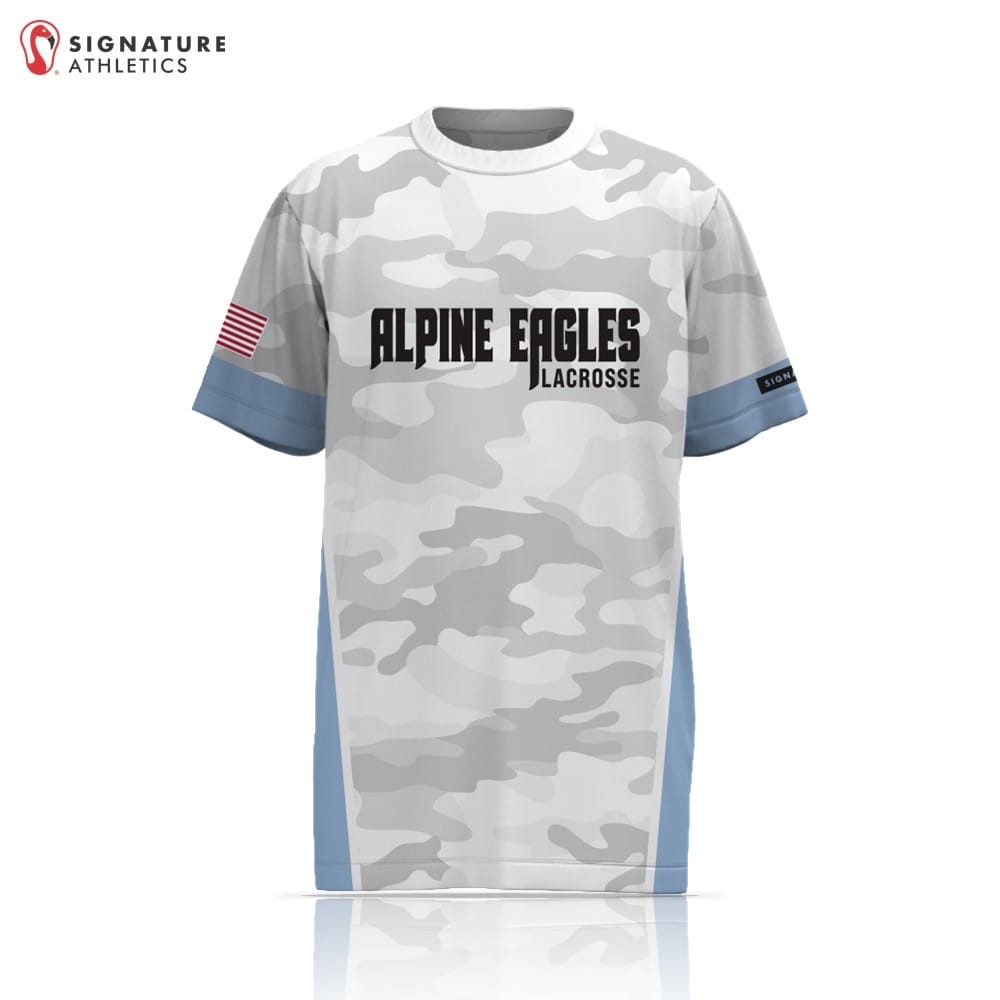 Alpine Eagles Men's Player Short Sleeve Snow Camo Tech Tee: Alpine Eagles Lacrosse Signature Lacrosse
