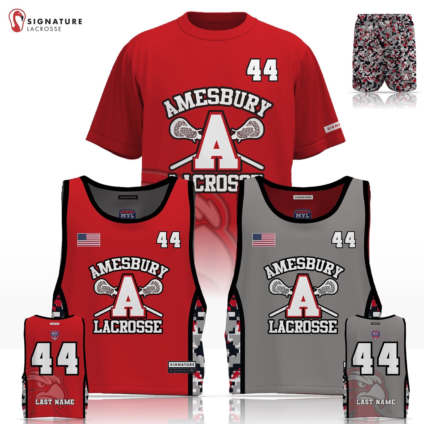 Amesbury Youth Lacrosse Men's 3 Piece Player Game Package: 7th-8th Signature Lacrosse