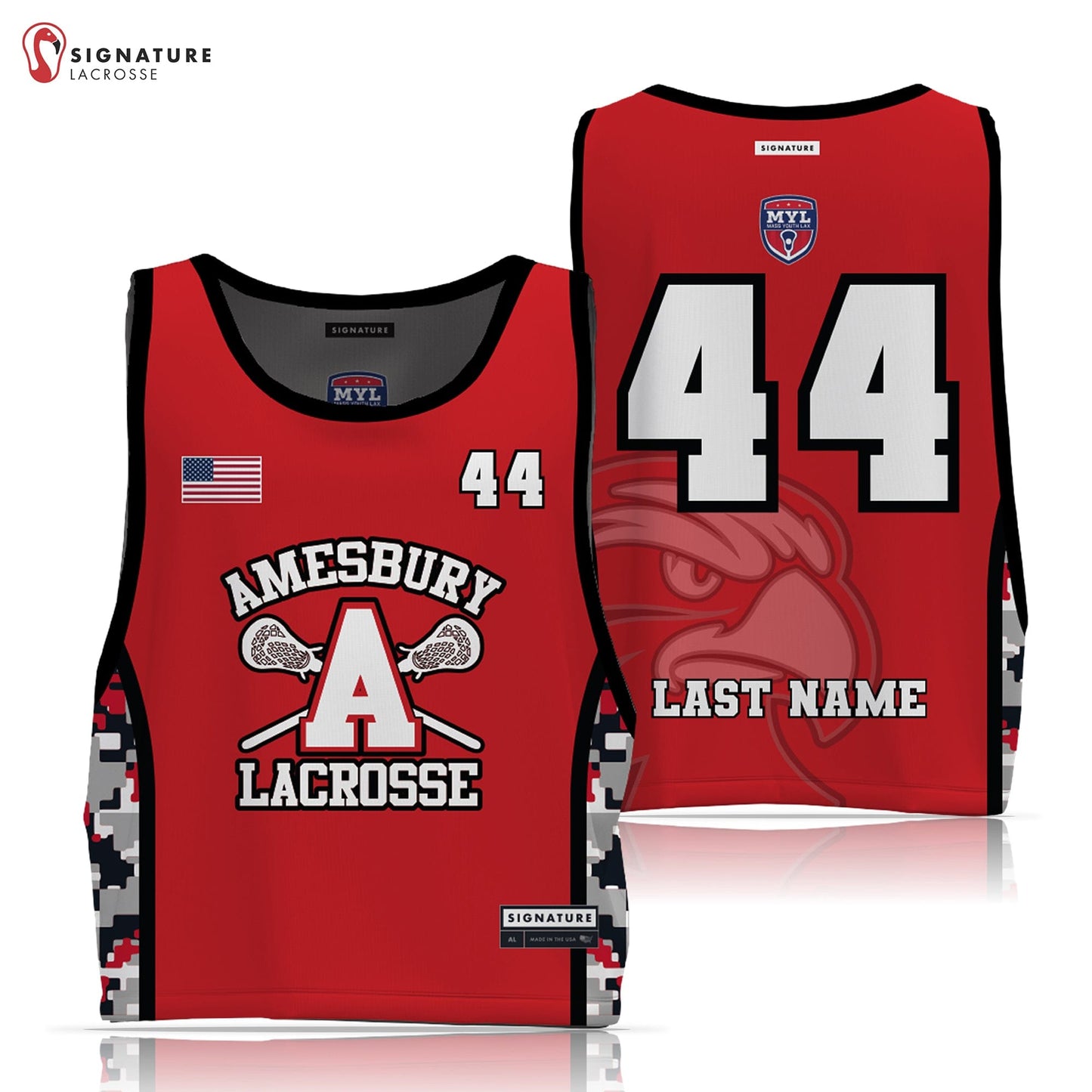 Amesbury Youth Lacrosse Men's Player Reversible Game Pinnie Signature Lacrosse