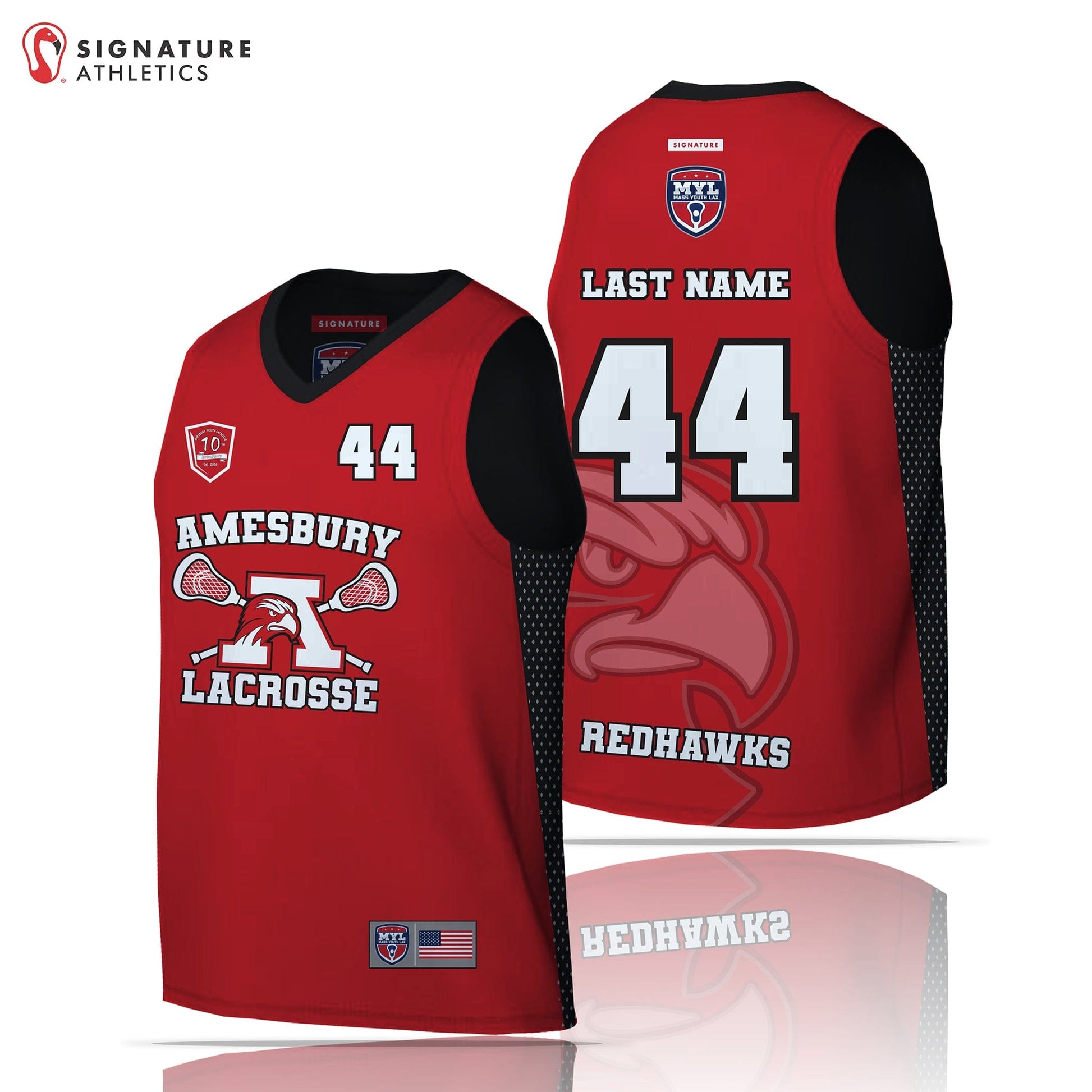 Amesbury Youth Lacrosse Men's Pro Sleeveless Game Reversible: Boys grades 1-2 Signature Lacrosse