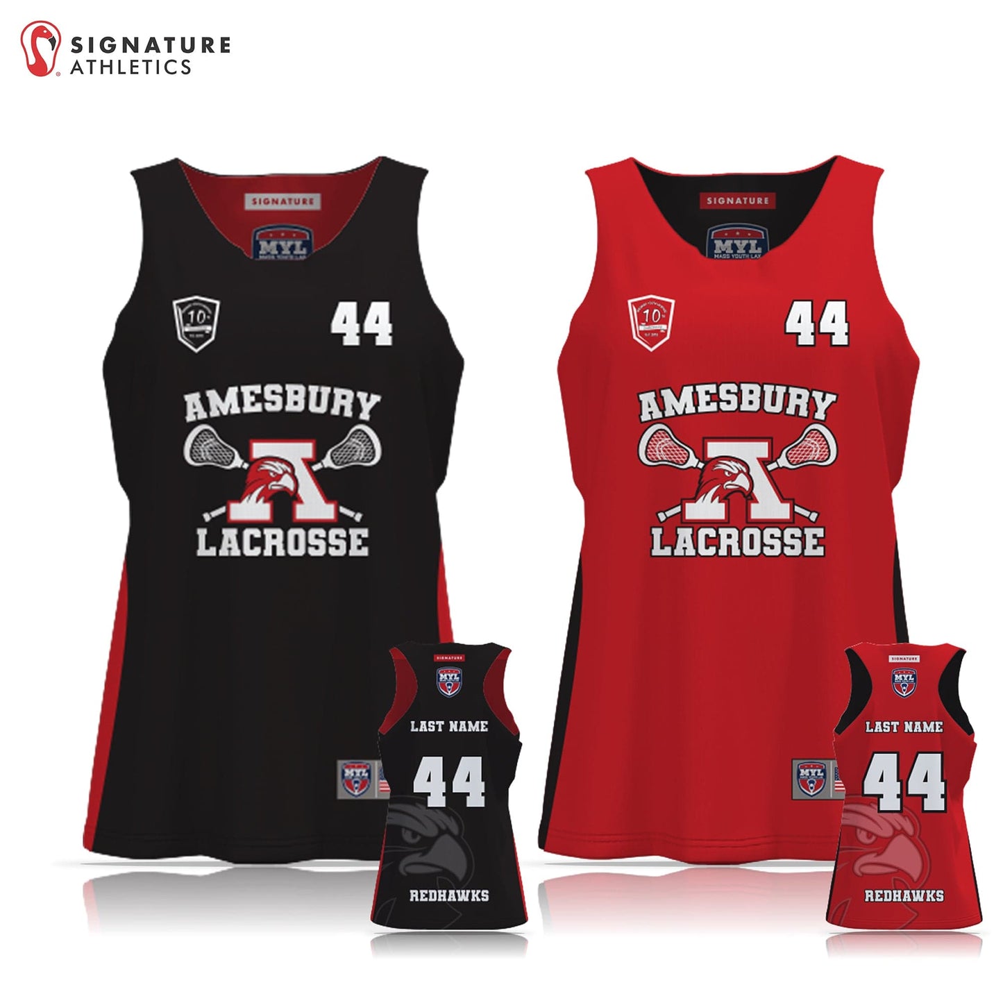 Amesbury Youth Lacrosse Women's Player Reversible Pinnie: Girls grades 5-6 Signature Lacrosse