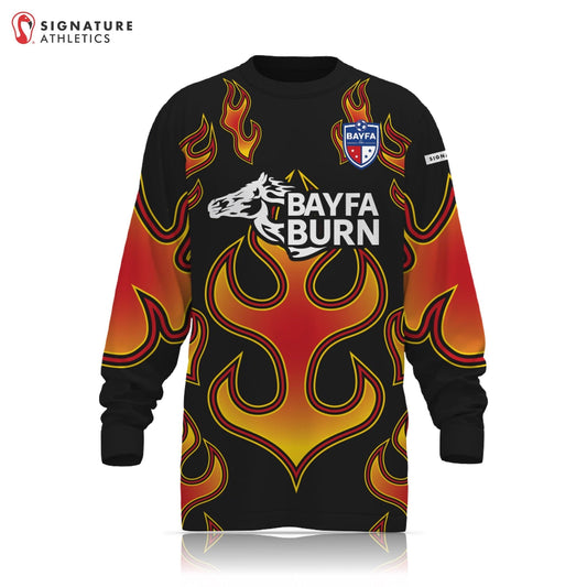 BAYFA Burn Goalie Men's Long Sleeve Tech Tee: BAYFA Burn Signature Lacrosse