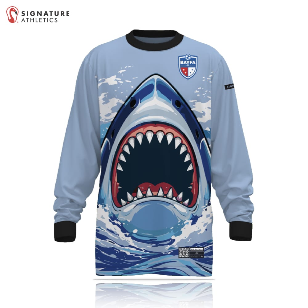 BAYFA Goalie Standard Uniform Men's Long Sleeve Tech Tee Carolina Blue Signature Lacrosse