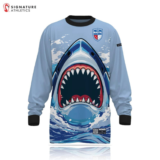 BAYFA Goalie Standard Uniform Men's Long Sleeve Tech Tee Carolina Blue Signature Lacrosse