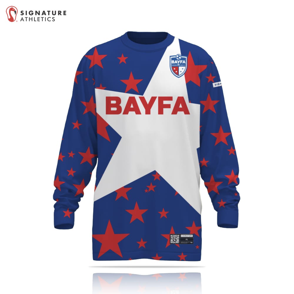 BAYFA Goalie Standard Uniform Men's Long Sleeve Tech Tee Duke Blue Signature Lacrosse