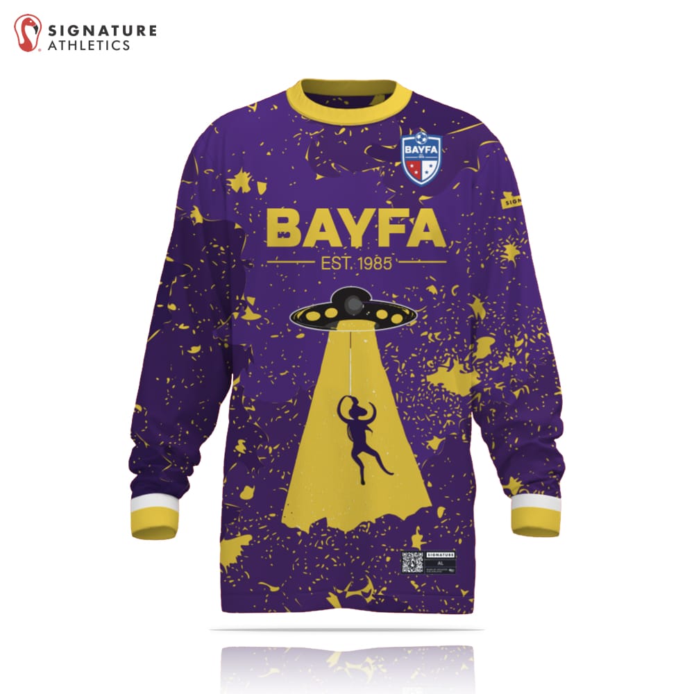 BAYFA Goalie Standard Uniform Men's Long Sleeve Tech Tee Purple Signature Lacrosse
