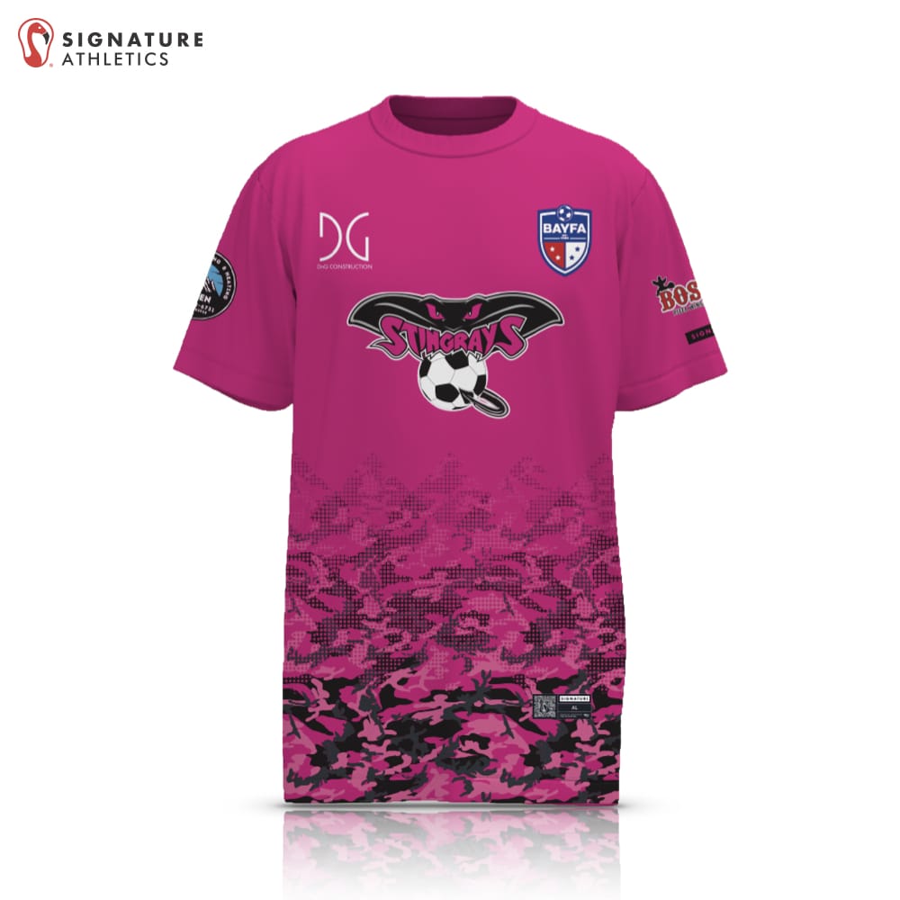 BAYFA Pink Stingrays Women's Youth Short Sleeve Tech Tee: Stingrays Signature Lacrosse