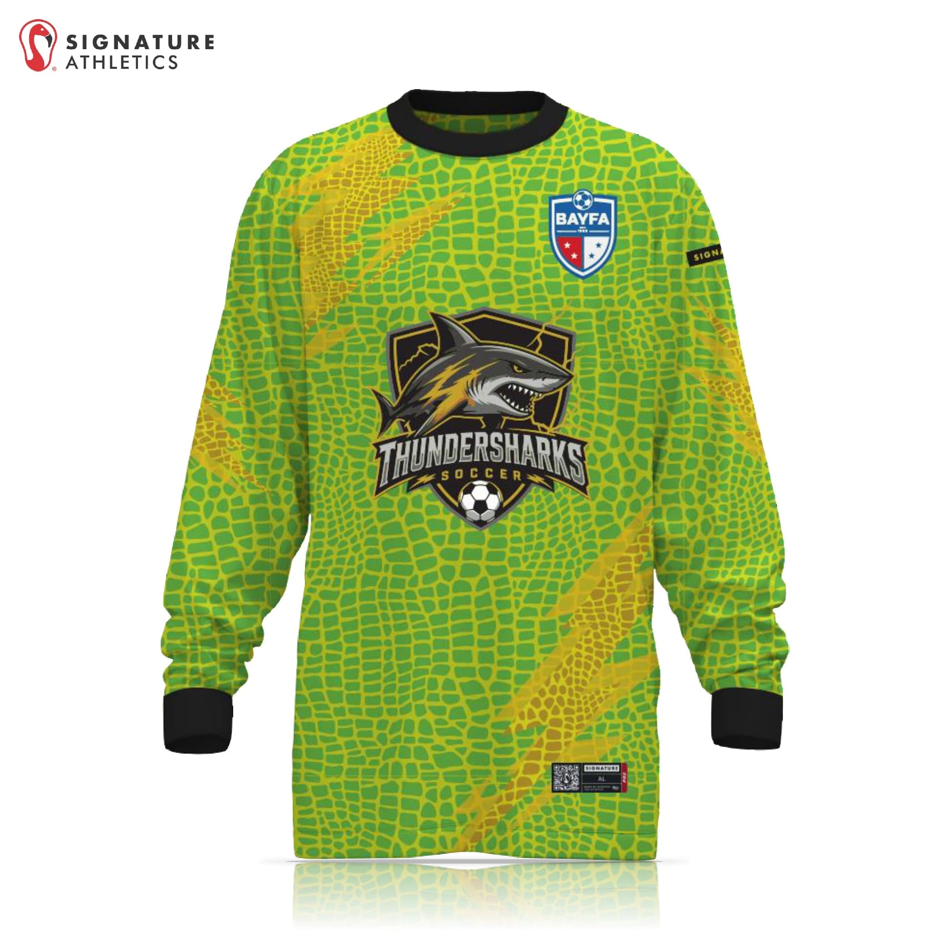 BAYFA Thundersharks Men's Player Long Sleeve Tech Tee (Goalie): Thundersharks Signature Lacrosse