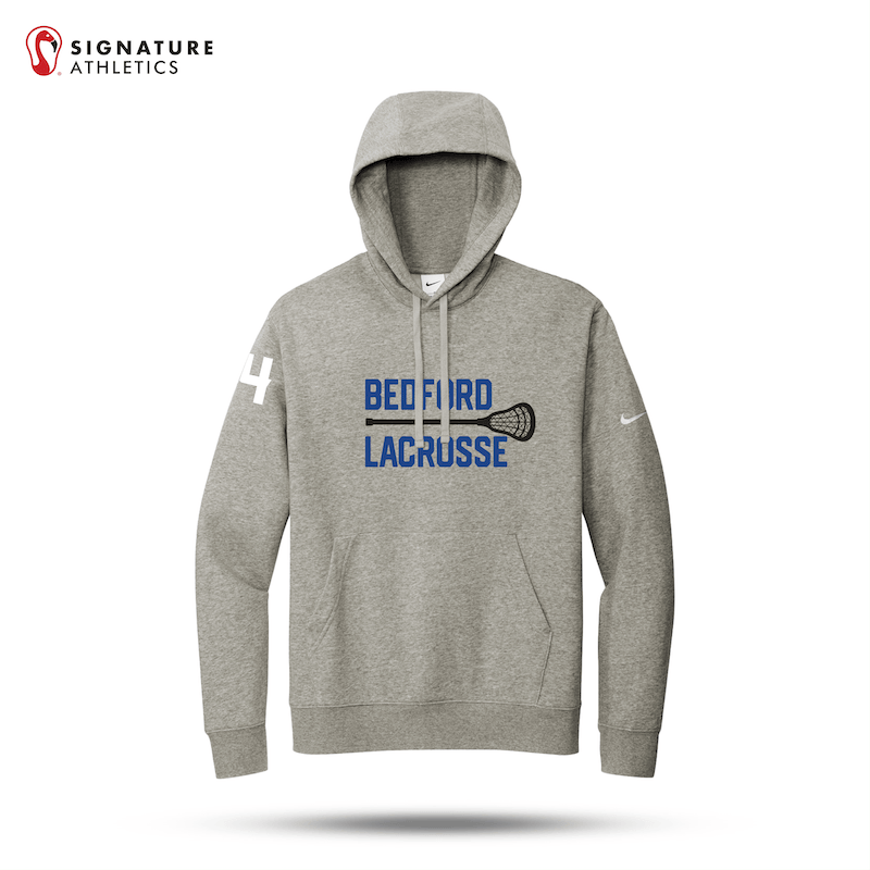 Bedford Lacrosse Men's Gray Nike Club Fleece Pullover Hoodie Signature Lacrosse