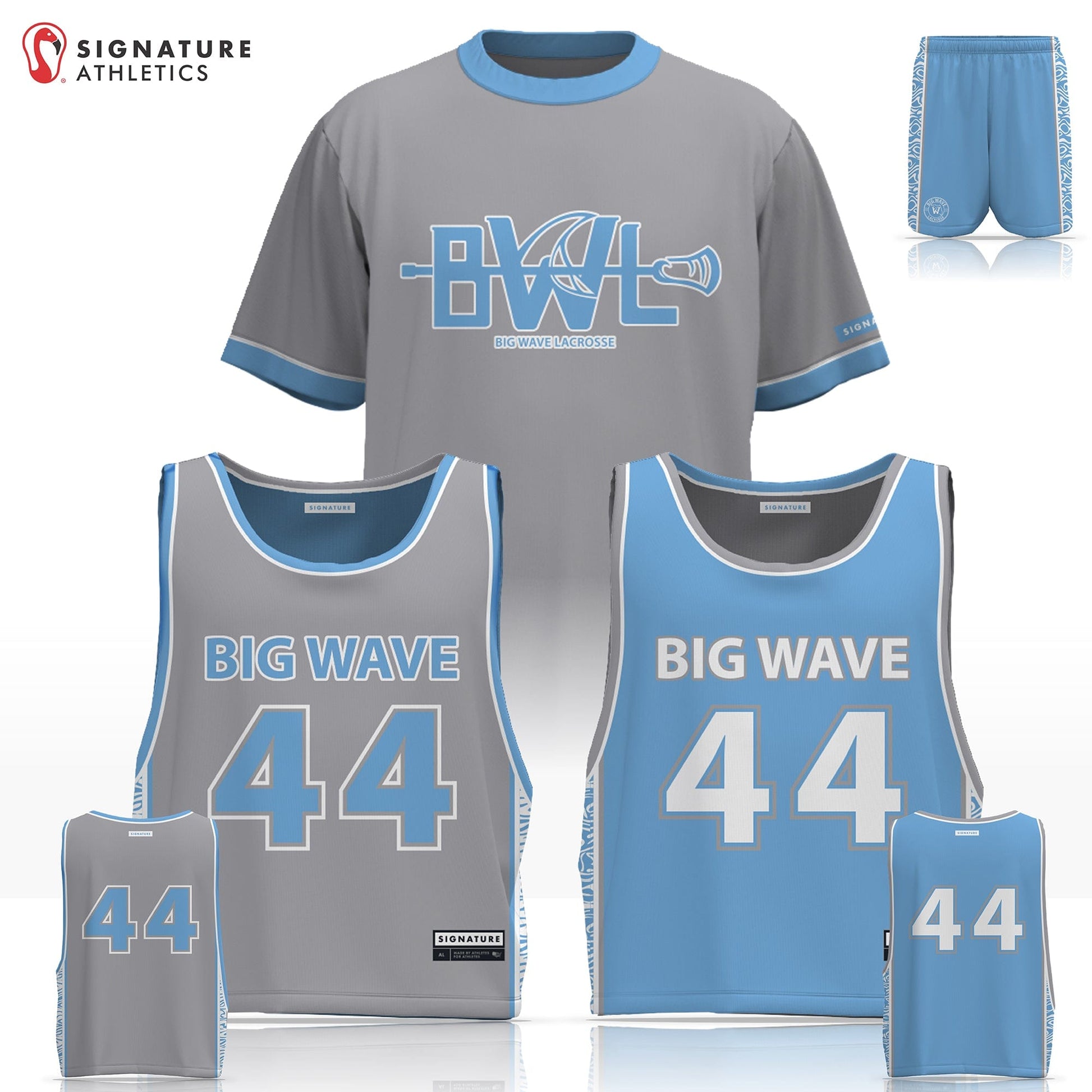 Big Wave Lacrosse Men's 3 Piece Player Game Package: U8 Signature Lacrosse