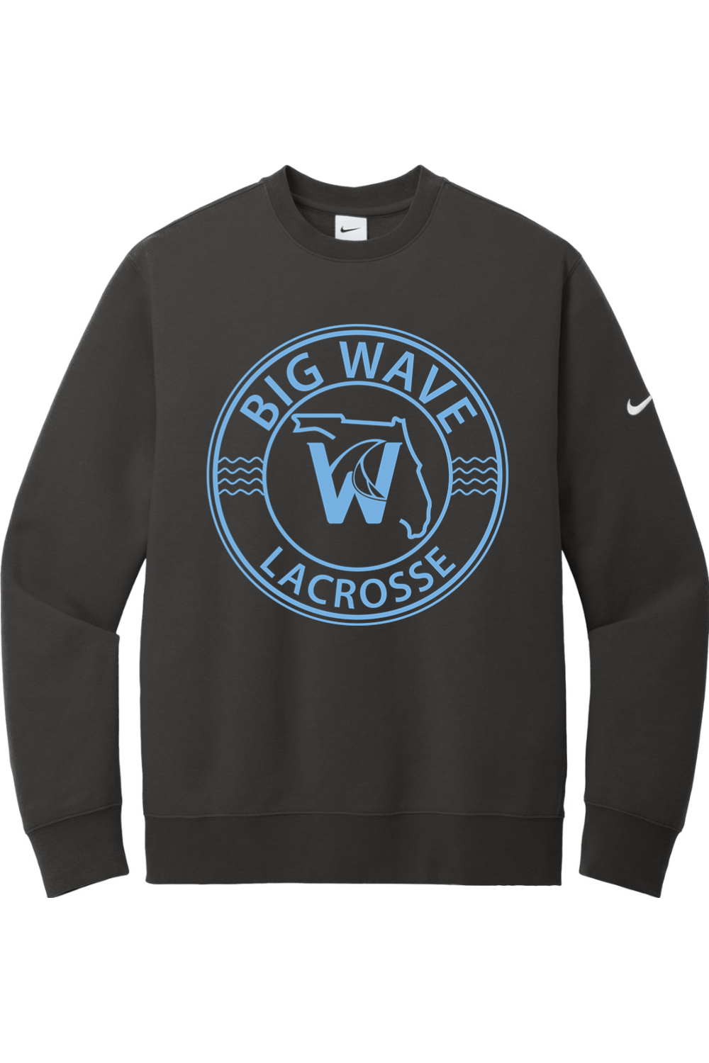 Big Wave Lacrosse Nike Club Fleece Sleeve Swoosh Crew Signature Lacrosse