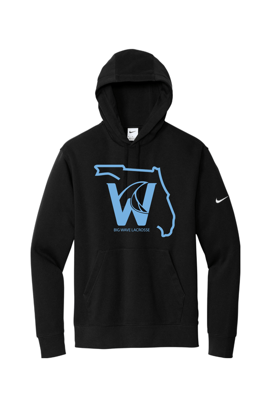Big Wave Lacrosse Nike Club Fleece Sleeve Swoosh Pullover Hoodie Signature Lacrosse