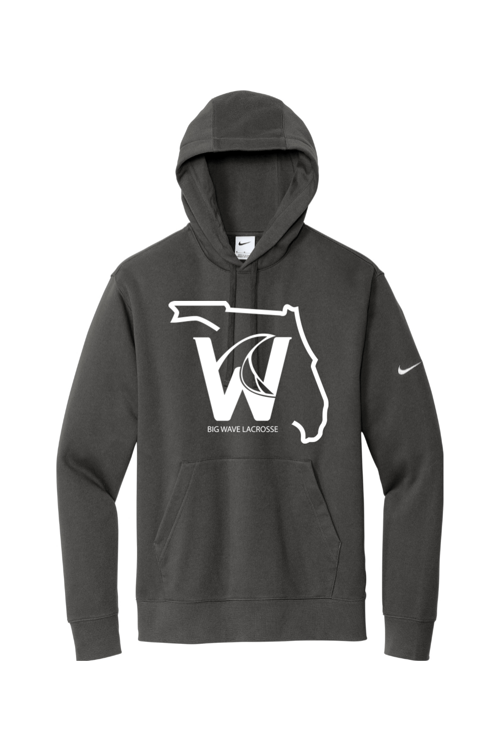 Big Wave Lacrosse Nike Club Fleece Sleeve Swoosh Pullover Hoodie Signature Lacrosse