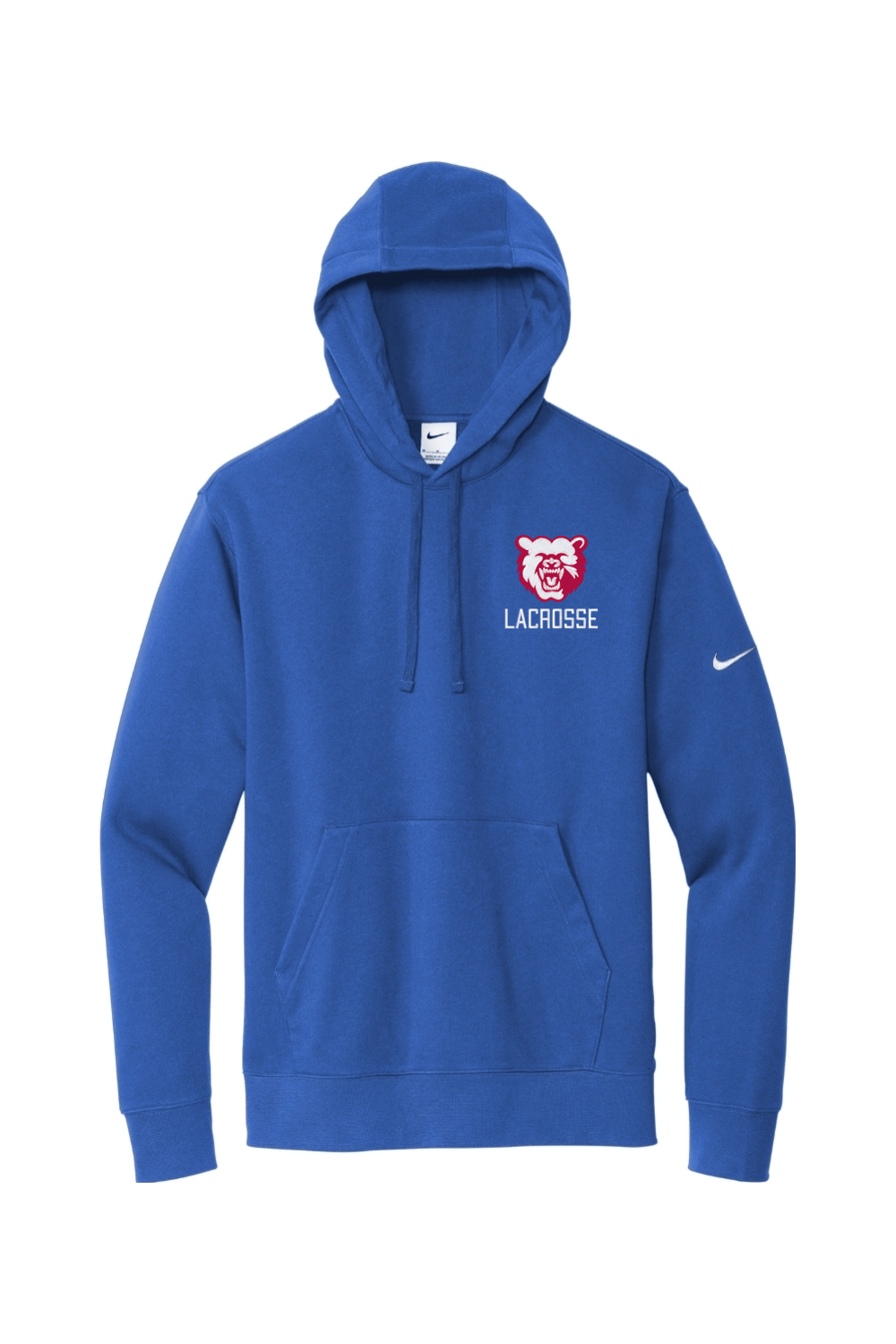 Bloomingdale Lacrosse Embroidered Nike Club Fleece Sleeve Swoosh Pullover Hoodie Signature Lacrosse