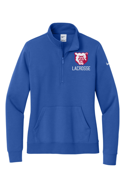 Bloomingdale Lacrosse Embroidered Nike Ladies Club Fleece Sleeve Swoosh 1/2-Zip Signature Lacrosse