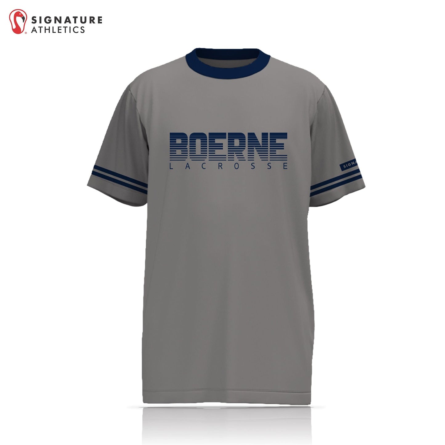 Boerne Lacrosse Men's Grey Short Sleeve Tech Tee - Custom Number: N/A Signature Lacrosse