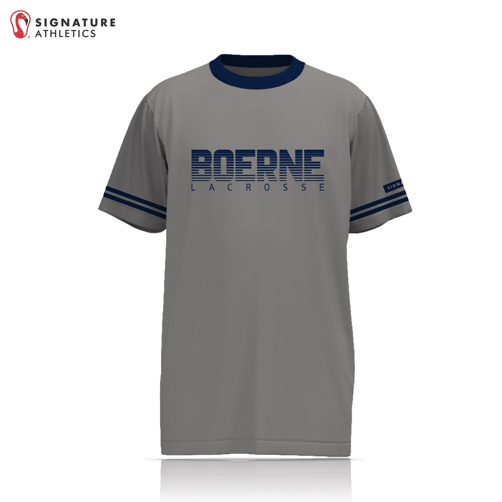 Boerne Lacrosse Men's Grey Short Sleeve Tech Tee - Custom Number: N/A Signature Lacrosse