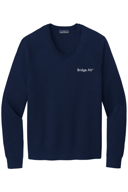 Bridge Alternatives Brooks Brothers Cotton Stretch V-Neck Sweater Signature Lacrosse