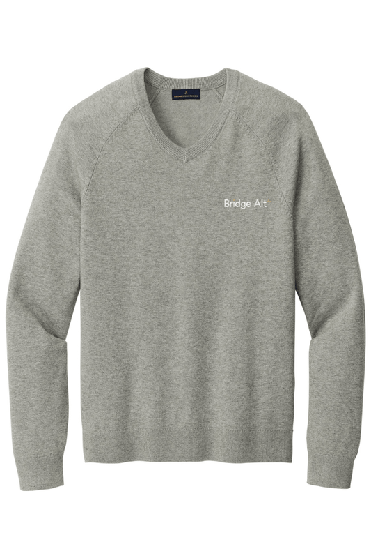 Bridge Alternatives Brooks Brothers Cotton Stretch V-Neck Sweater Signature Lacrosse