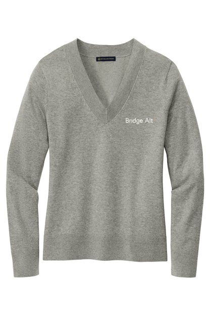Bridge Alternatives Brooks Brothers Women's Cotton Stretch V-Neck Sweater Signature Lacrosse