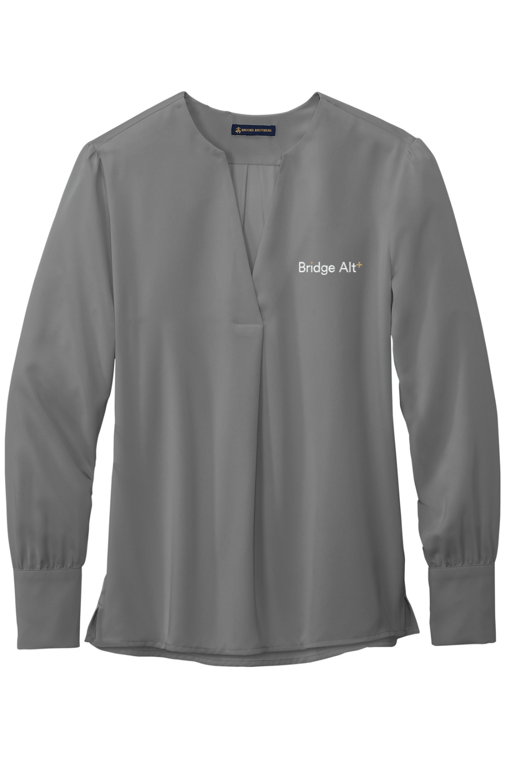 Bridge Alternatives Brooks Brothers Women's Open-Neck Satin Blouse Signature Lacrosse