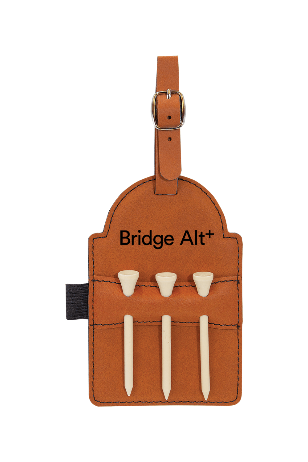 Bridge Alternatives Leatherette Golf Bag Tag with 3 Wooden Tees Signature Lacrosse