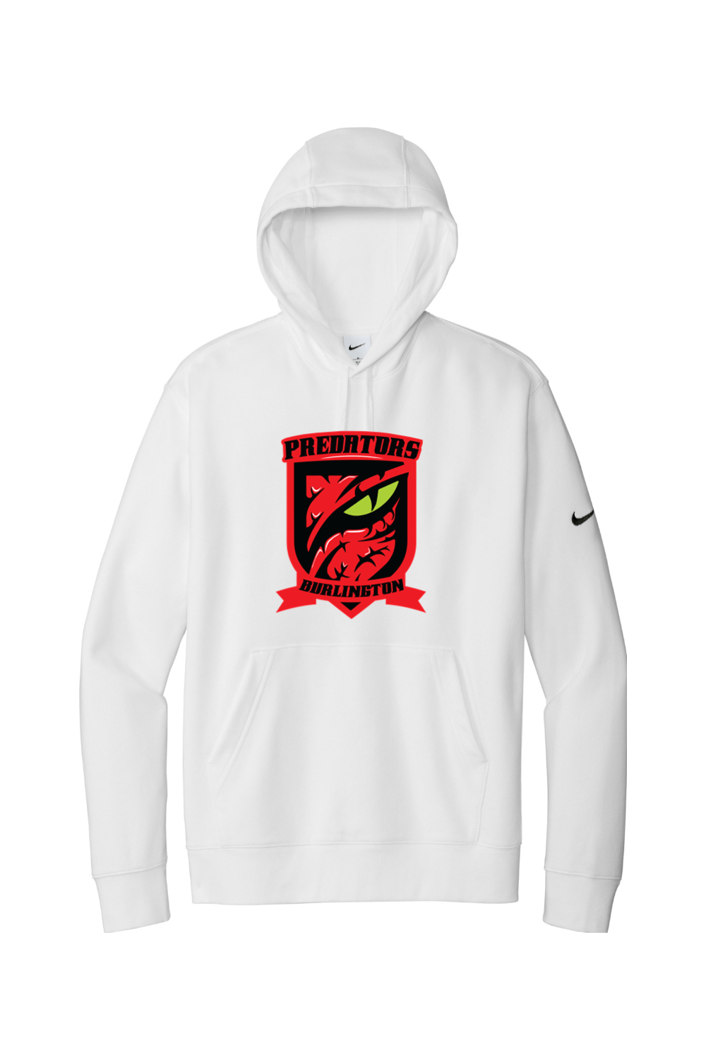 Burlington Predators Soccer Club Nike Club Fleece Sleeve Swoosh Pullover Hoodie Signature Lacrosse