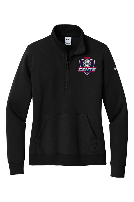 BurnedbyLax Embroidered Nike Ladies Club Fleece Sleeve Swoosh 1/2-Zip Signature Lacrosse