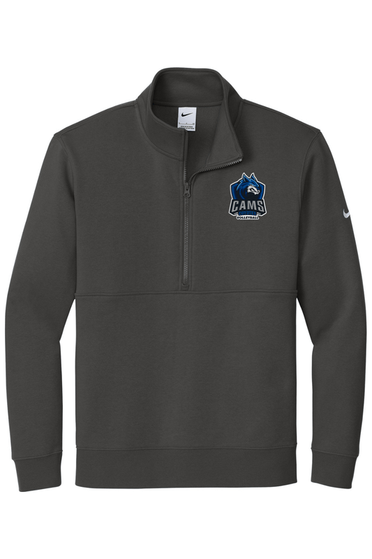 Cams Volleyball Embroidered Nike Club Fleece Sleeve Swoosh 1/2-Zip Signature Lacrosse