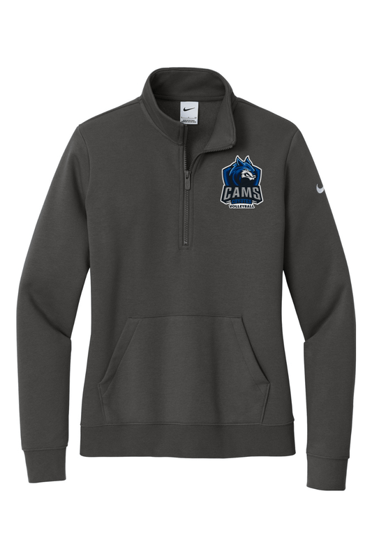 Cams Volleyball Embroidered Nike Ladies Club Fleece Sleeve Swoosh 1/2-Zip Signature Lacrosse
